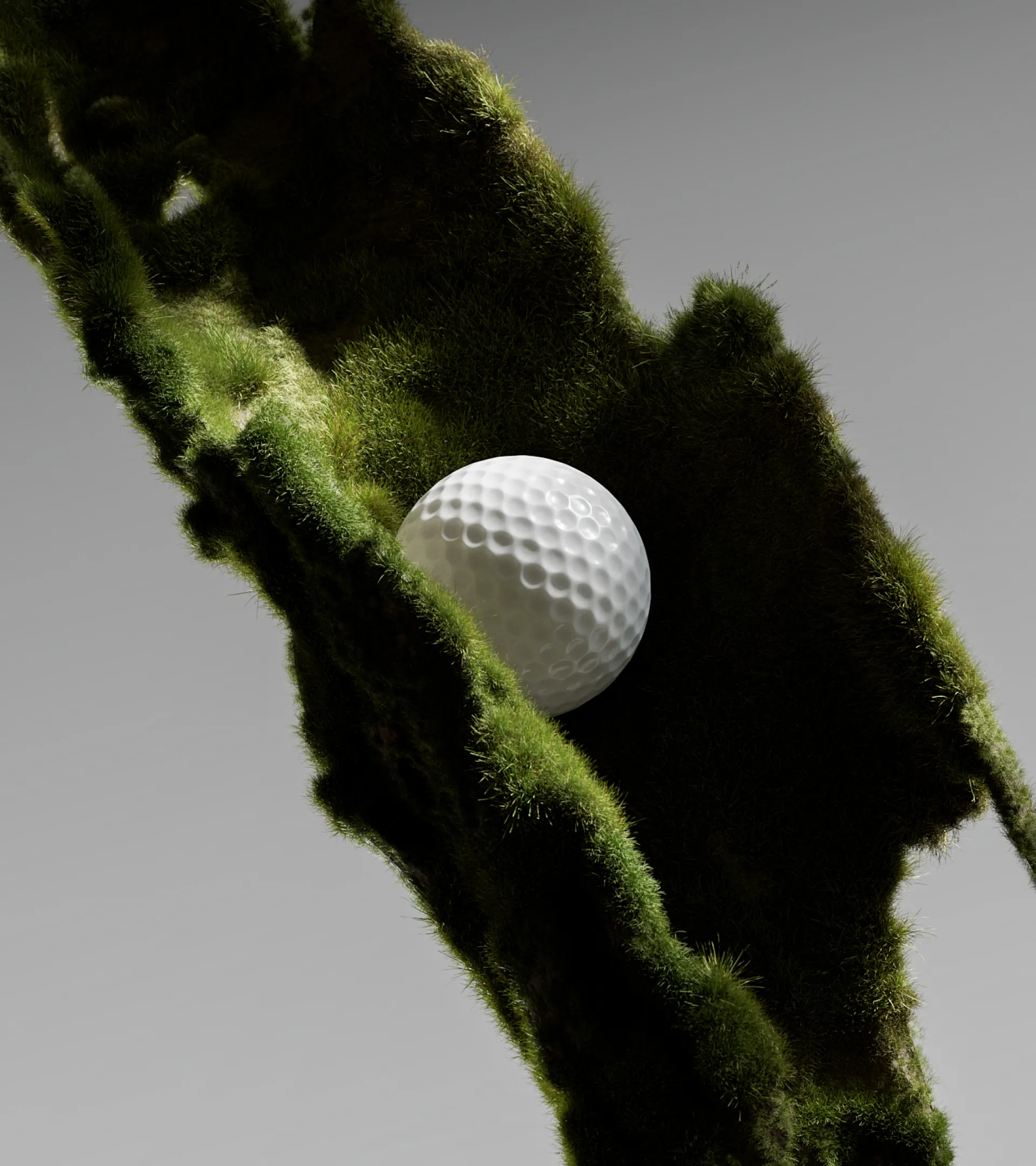 The GolfForever training bar's weighted ball wrapped in moss