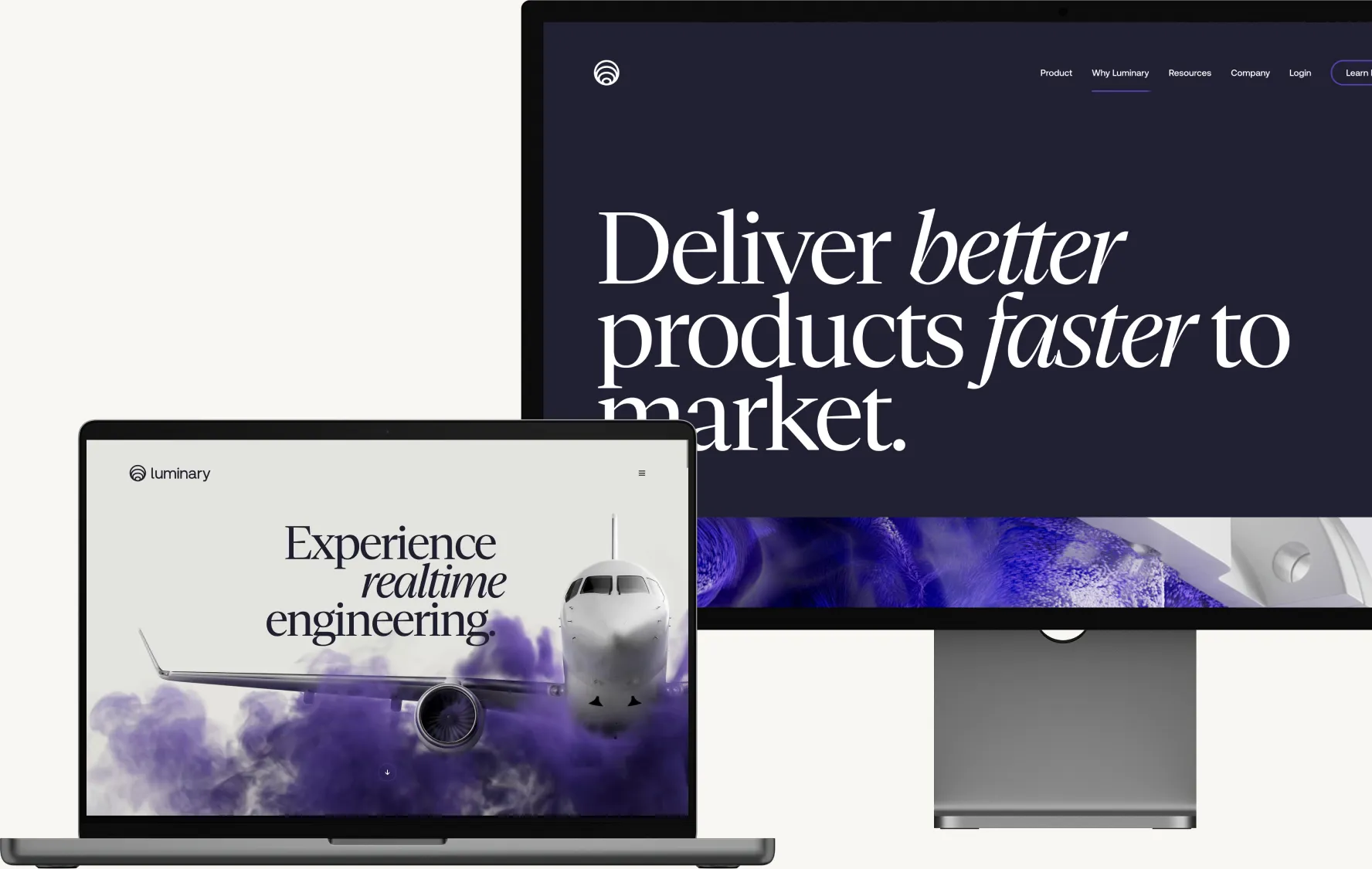 The Luminary website on a desktop display and laptop